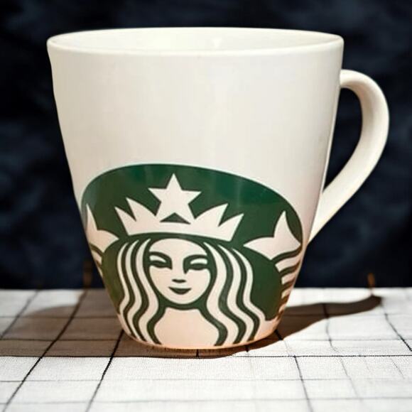 Rare Giant Starbucks 45 Oz. Ceramic Coffee Mug Cup Siren Mermaid Large Logo 6x6” - Picture 4 of 8